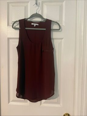 Naked Zebra Burgundy Sleeveless Zip-Pocket Camisole
